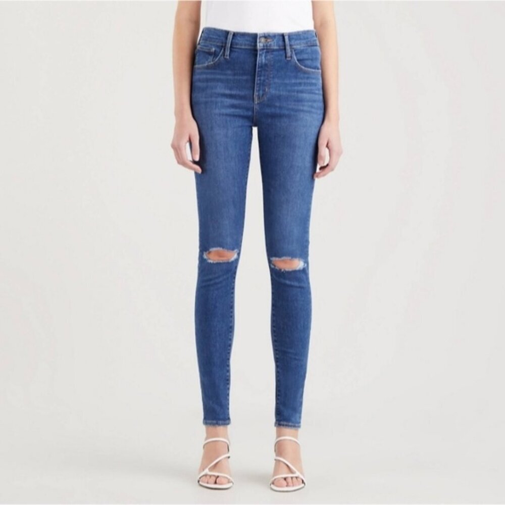 Levi's 720 High Rise Super Skinny Distressed Grunge Retro 80s Jeans 28